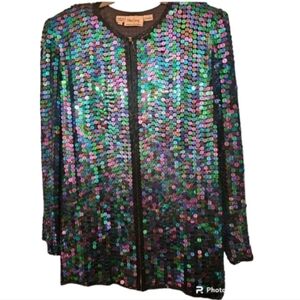 Oleg Cassini Vintage Sequins Lined top/jacket  Size L